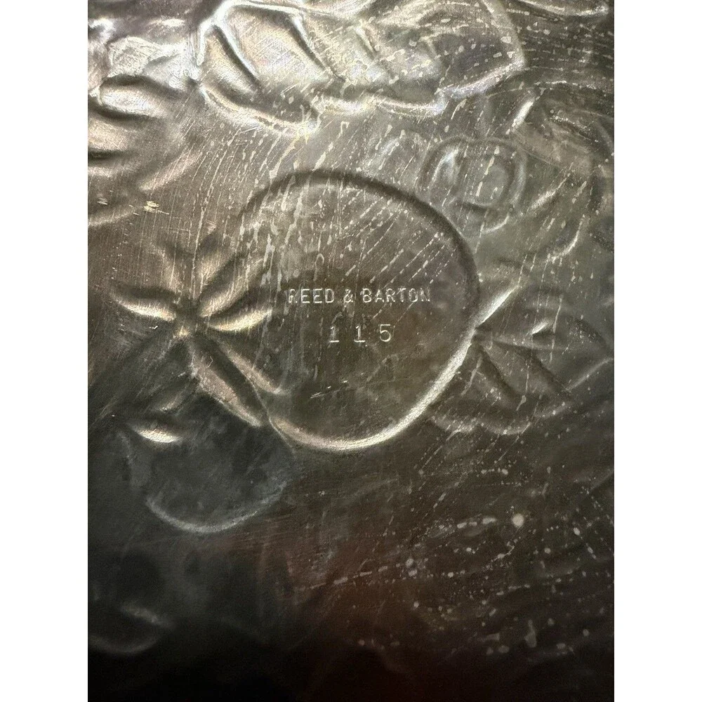 Reed & Barton #115 Silverplate Fruit Embossed Serving Bowl 13.5” Vintage